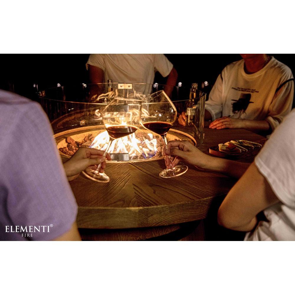 Elementi Lafite 48" Round Redwood Concrete Propane Barrel Fire Table