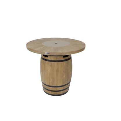 Elementi Lafite 48" Round Redwood Concrete Propane Barrel Fire Table