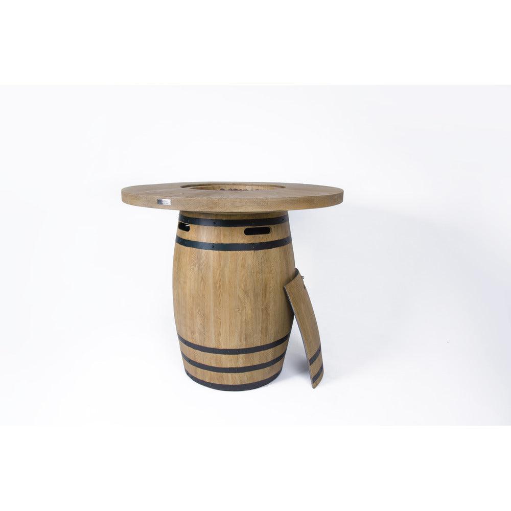 Elementi Lafite 48" Round Redwood Concrete Propane Barrel Fire Table