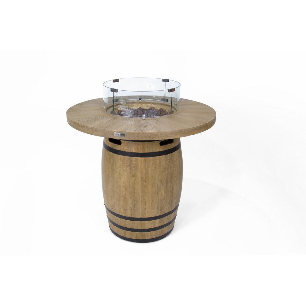 Elementi Lafite 48" Round Redwood Concrete Propane Barrel Fire Table