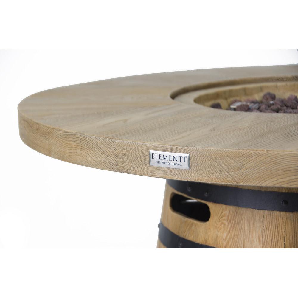 Elementi Lafite 48" Round Redwood Concrete Propane Barrel Fire Table