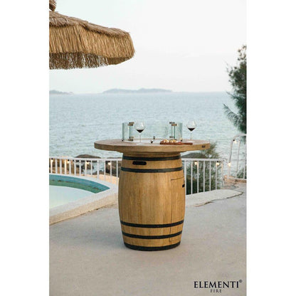 Elementi Lafite 48" Round Redwood Concrete Propane Barrel Fire Table