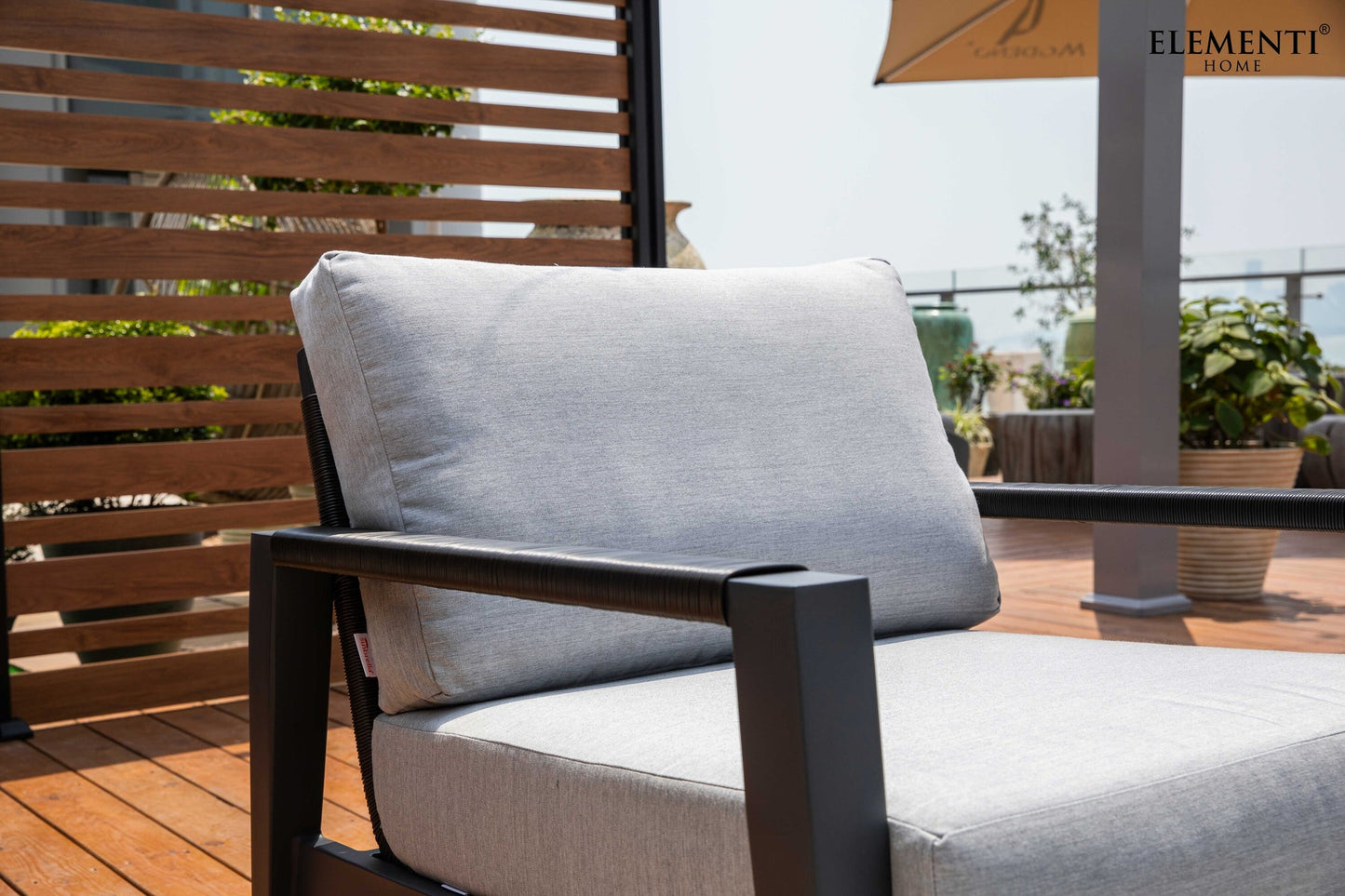 Elementi Laguna 31" Dark Grey Aluminum Outdoor Lounge Chair with Sunbrella Cushions