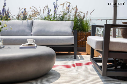 Elementi Laguna 80" Dark Grey Aluminum Outdoor 3 Seat Sofa with Sunbrella Cushions