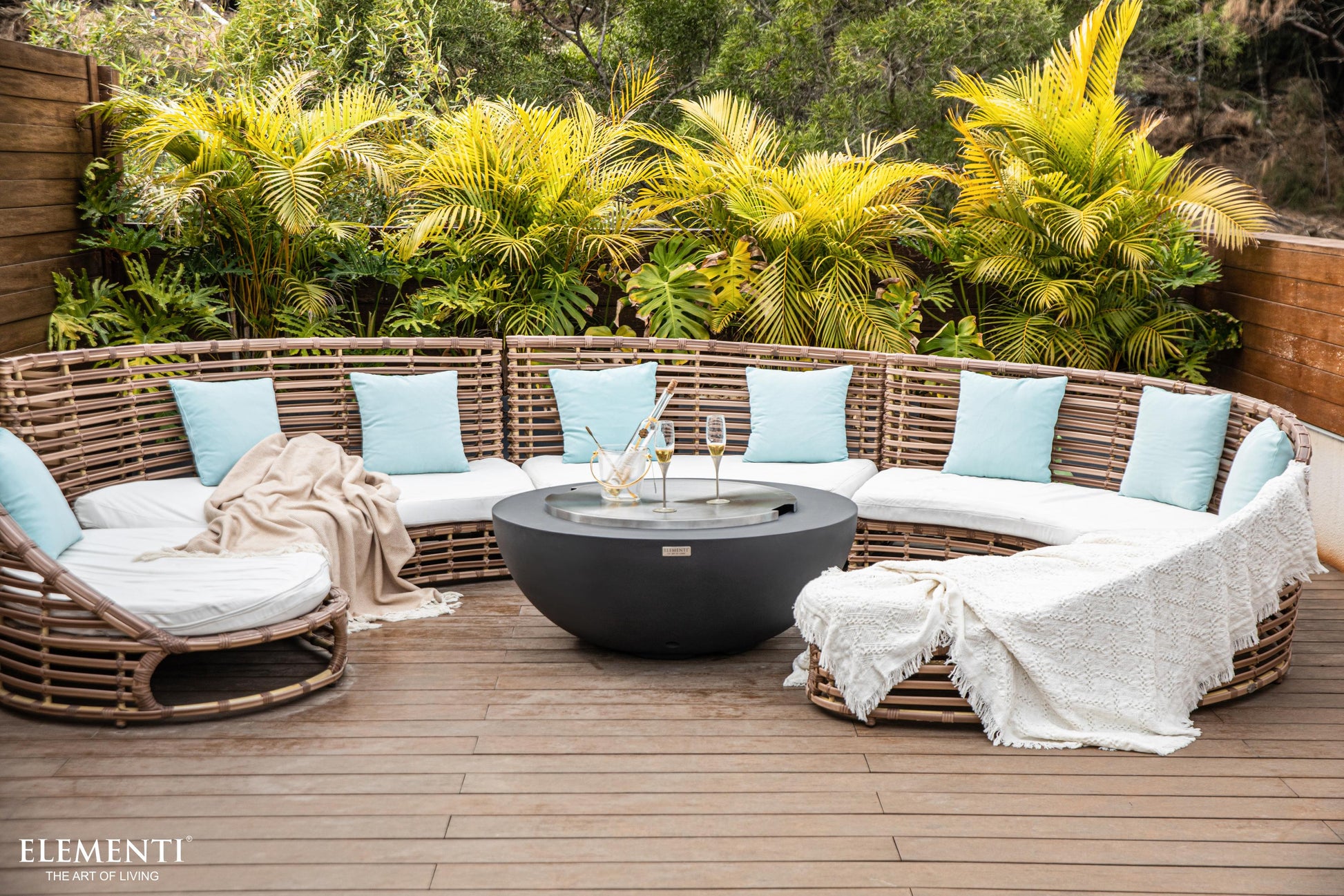 Elementi Lunar Bowl 42" Round Dark Gray Concrete Liquid Propane Fire Table