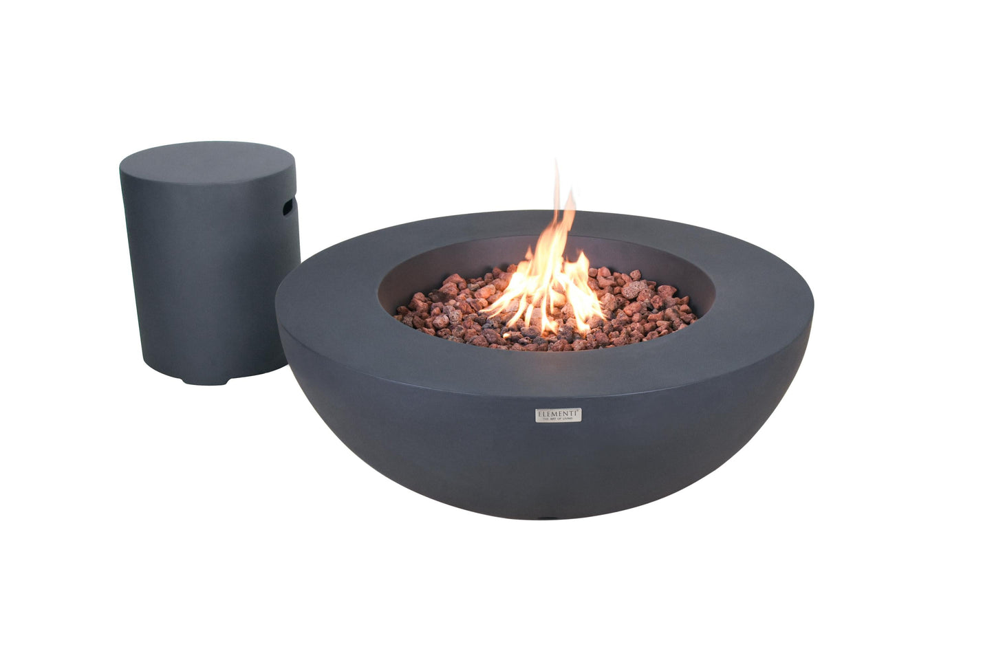 Elementi Lunar Bowl 42" Round Dark Gray Concrete Liquid Propane Fire Table