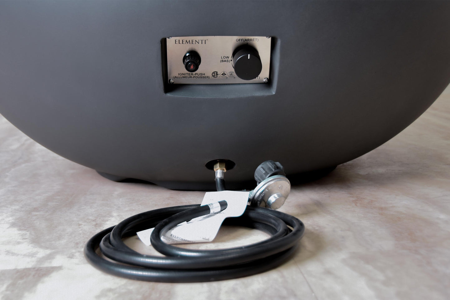 Elementi Lunar Bowl 42" Round Dark Gray Concrete Liquid Propane Fire Table