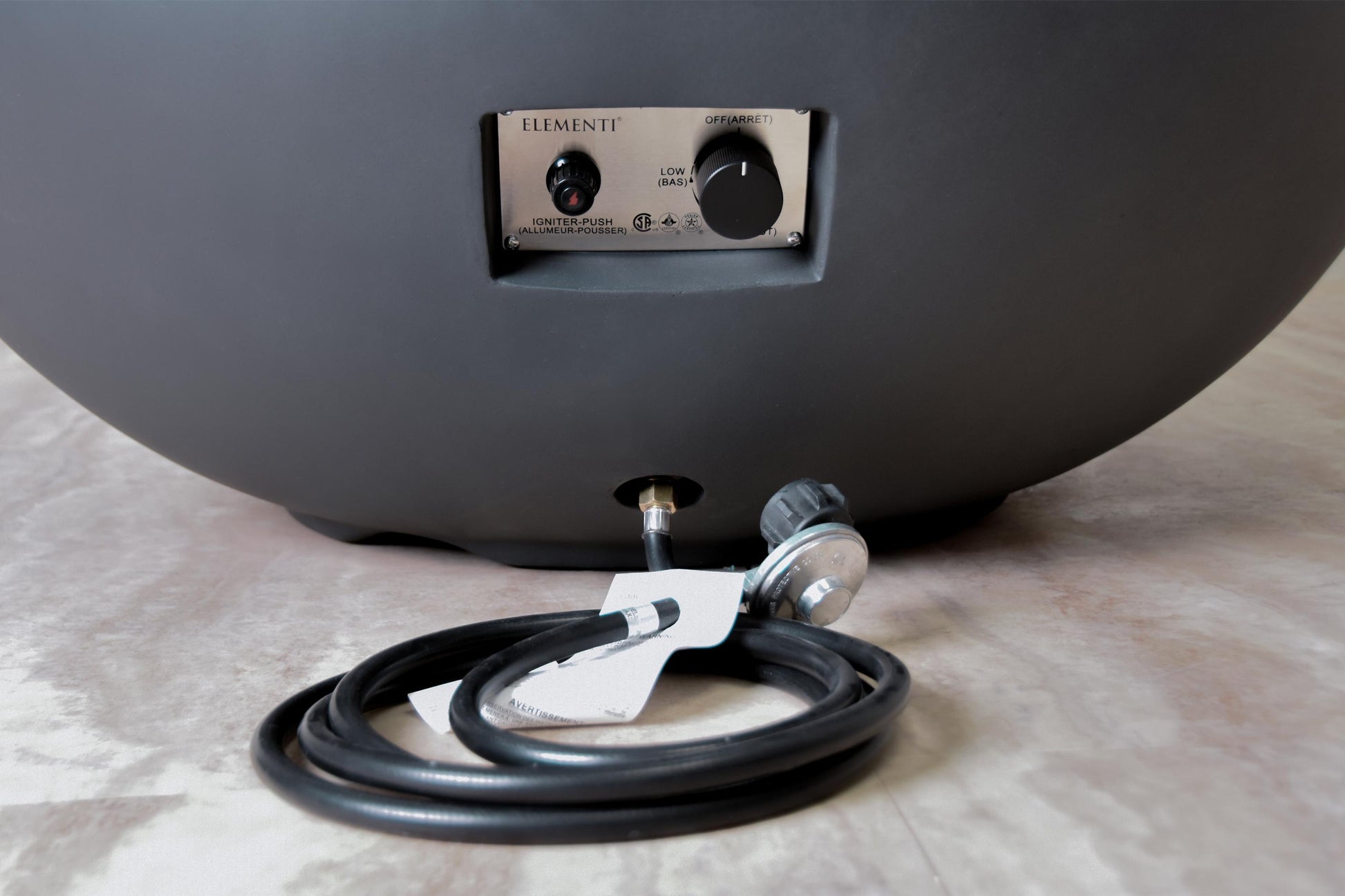 Elementi Lunar Bowl 42" Round Dark Gray Concrete Liquid Propane Fire Table