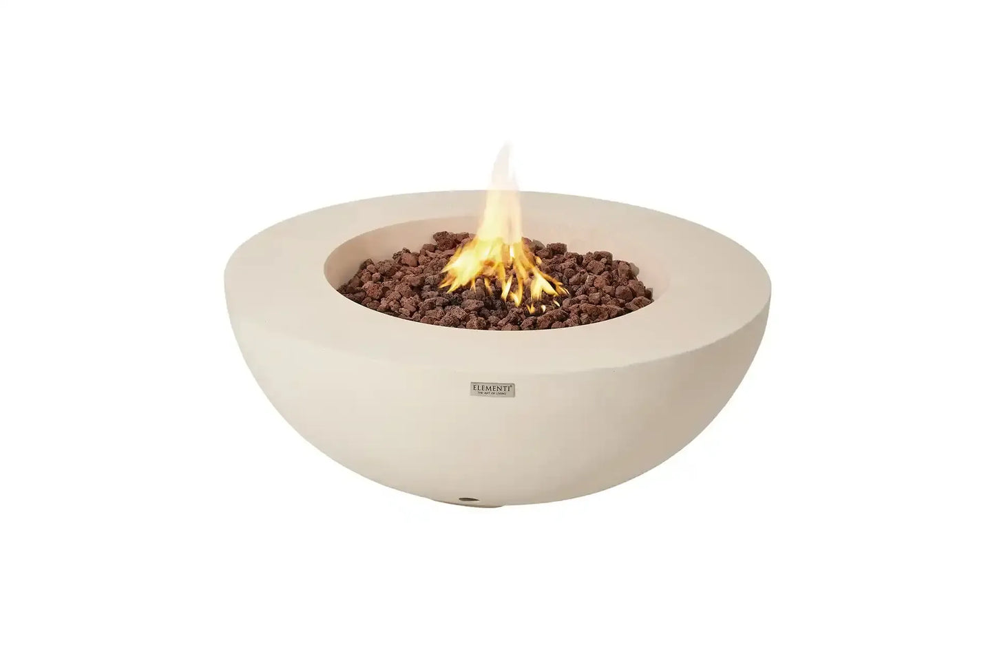 Elementi Lunar Bowl 42" Round Frosted Cream White Concrete Natural Gas Fire Table