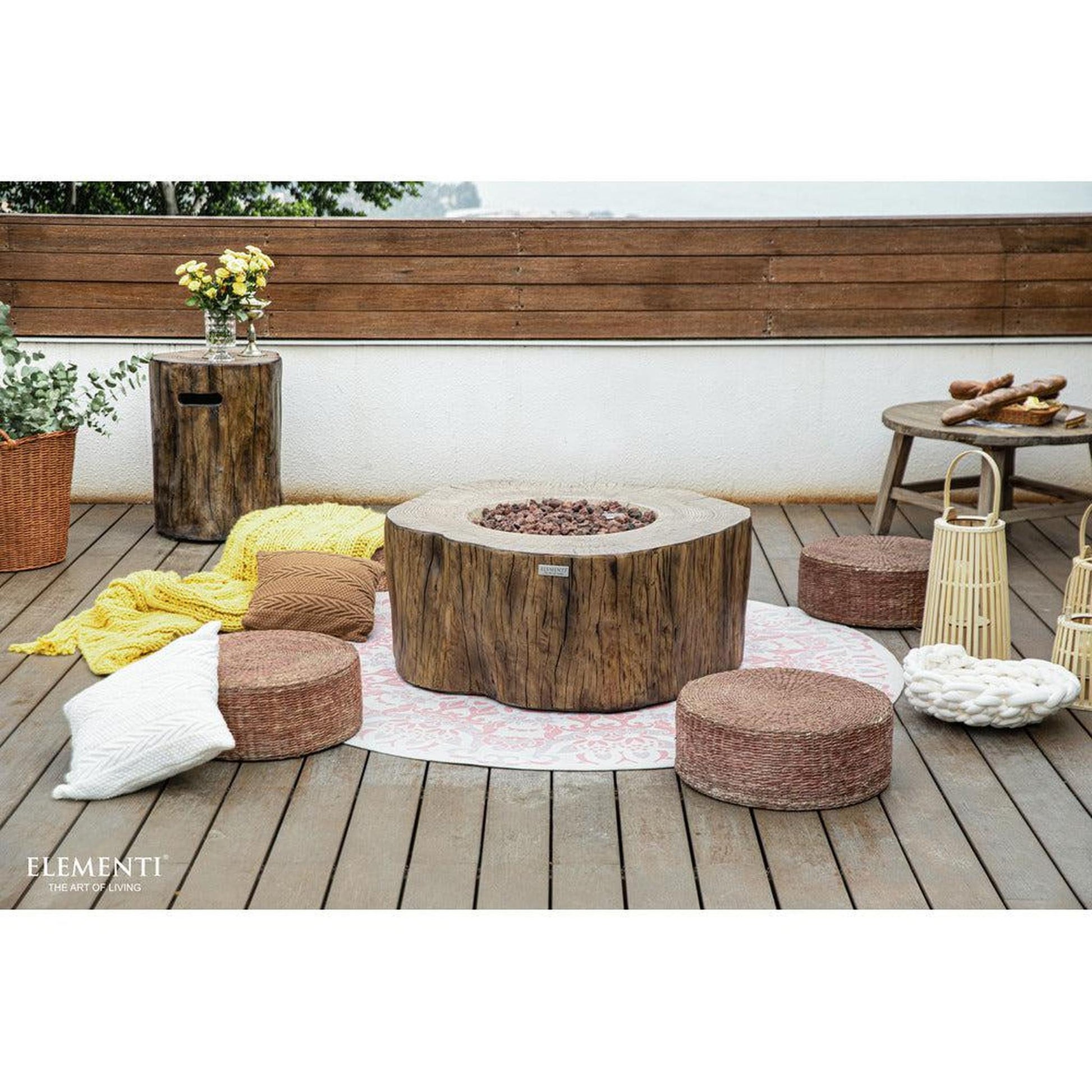 Elementi Manchester 39" Redwood Concrete Natural Gas Fire Table