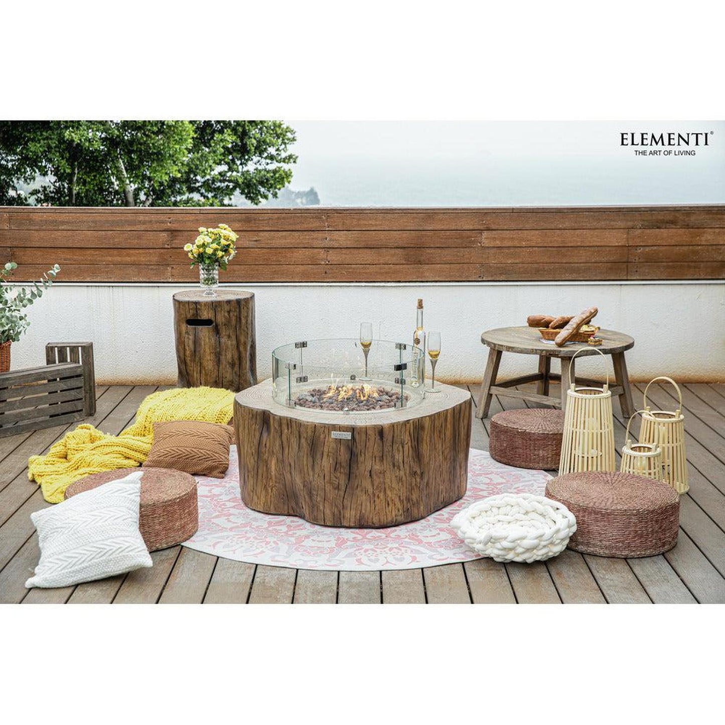 Elementi Manchester 39" Redwood Concrete Natural Gas Fire Table