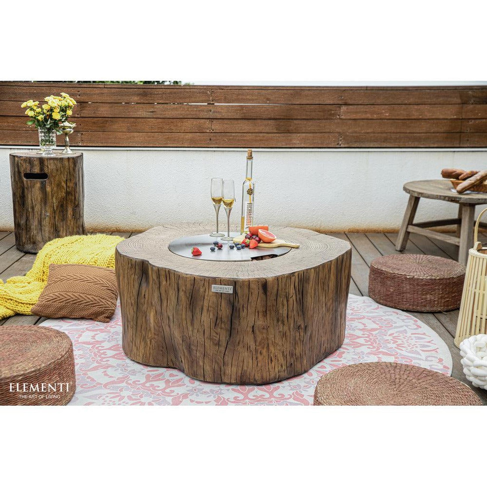 Elementi Manchester 39" Redwood Concrete Natural Gas Fire Table