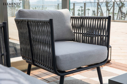 Elementi Milano 30" Dark Grey Aluminum Outdoor Lounge Chair with Sunbrella Cushions