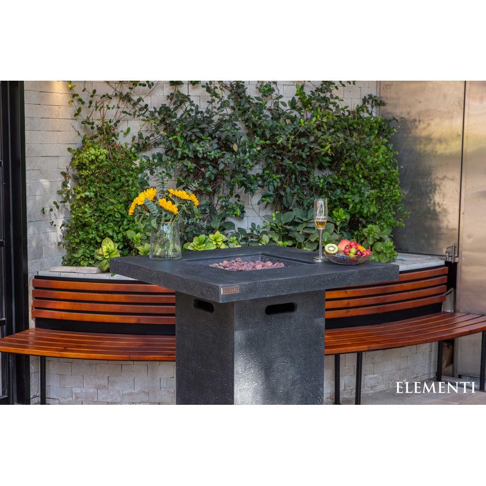 Elementi Montreal 34" Square Dark Gray Concrete Liquid Propane Bar Table