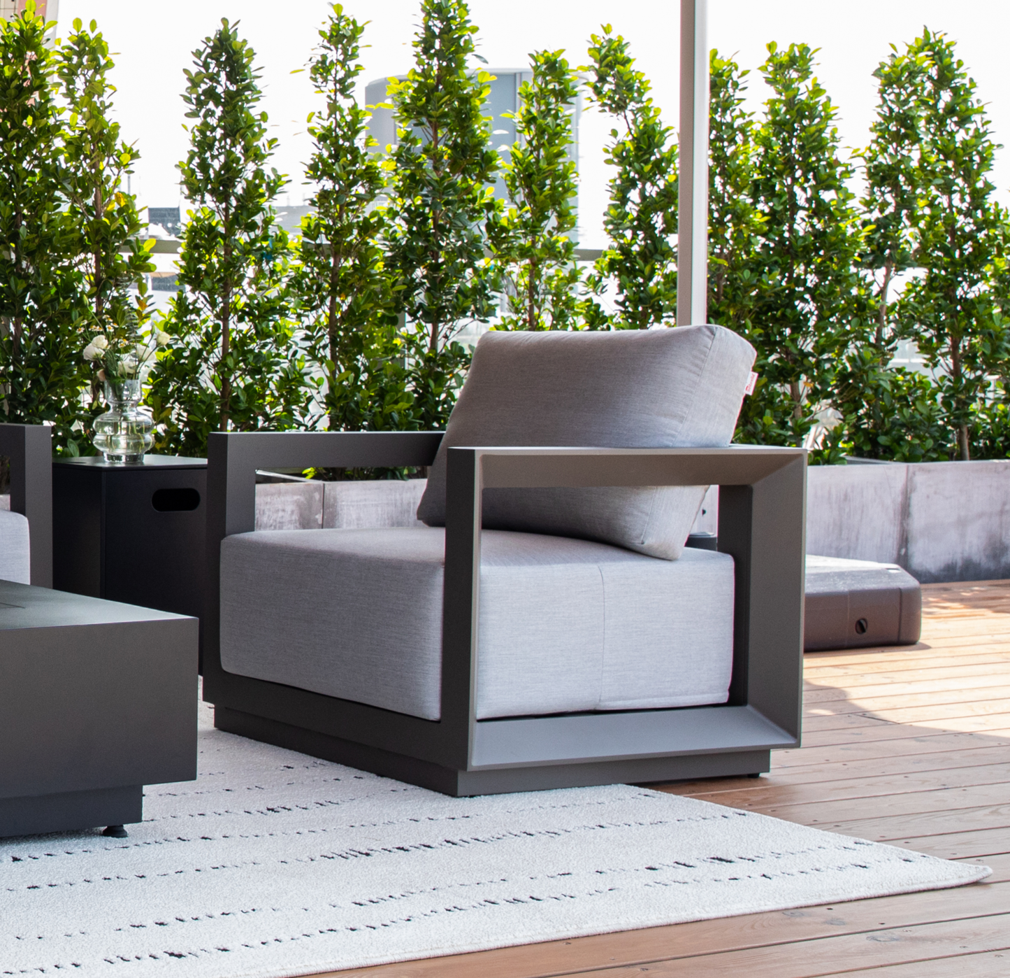 Elementi Newport 31" Bronze Aluminum Outdoor Lounge Chair with Sunbrella Cushions