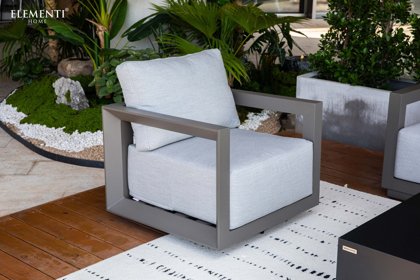 Elementi Newport 31" Bronze Aluminum Outdoor Swivel Chair with Sunbrella Cushions