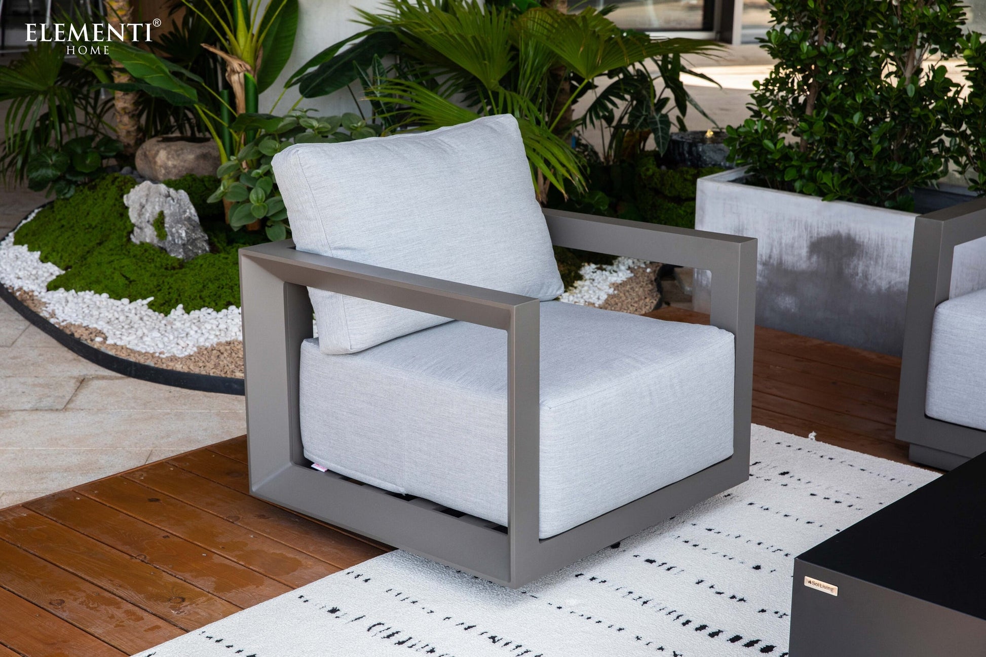Elementi Newport 31" Bronze Aluminum Outdoor Swivel Chair with Sunbrella Cushions
