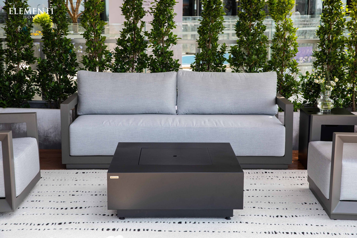 Elementi Newport 82" Bronze Aluminum Outdoor 3 Seat Sofa with Sunbrella Cushions