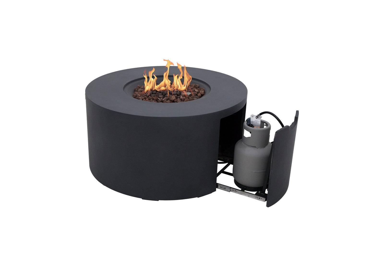 Elementi Pacaya 43" Round Dark Grey Propane Fire Table with Hidden Tank