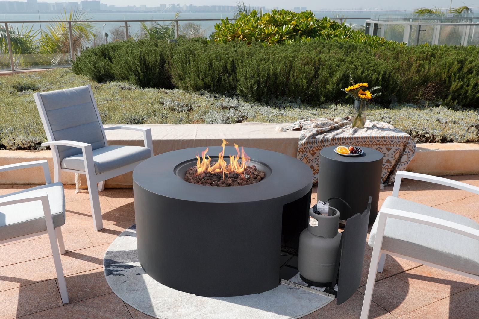 Elementi Pacaya 43" Round Dark Grey Propane Fire Table with Hidden Tank