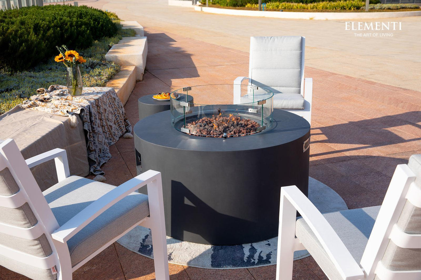 Elementi Pacaya 43" Round Dark Grey Propane Fire Table with Hidden Tank