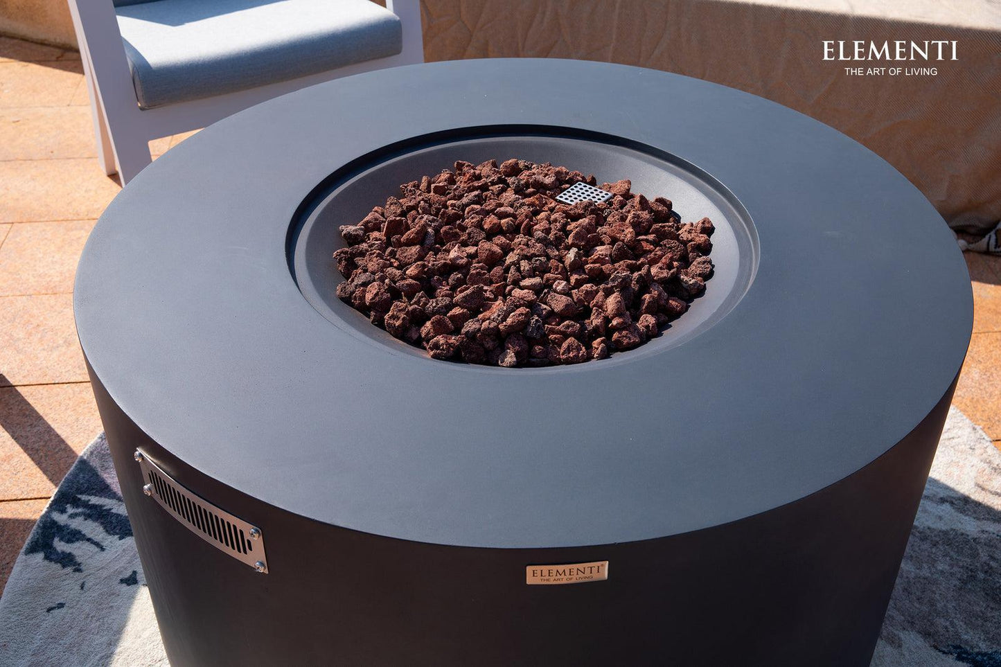 Elementi Pacaya 43" Round Dark Grey Propane Fire Table with Hidden Tank
