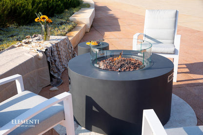 Elementi Pacaya 43" Round Dark Grey Propane Fire Table with Hidden Tank