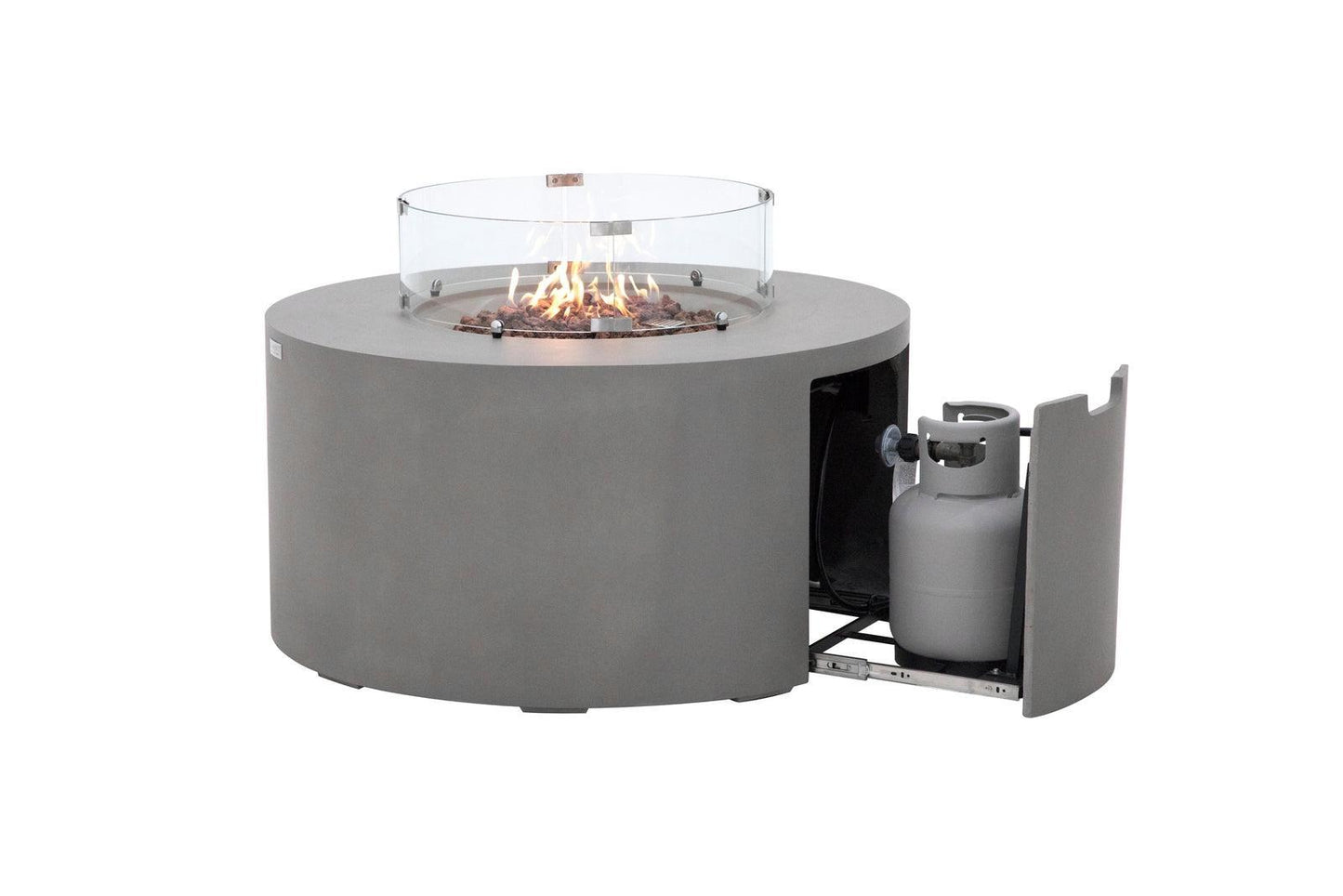 Elementi Pacaya 43" Round Light Grey Propane Fire Table with Hidden Tank