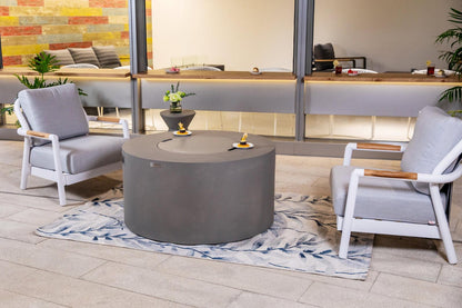 Elementi Pacaya 43" Round Light Grey Propane Fire Table with Hidden Tank