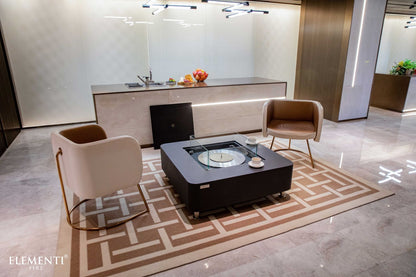 Elementi Perth 40" Square Cream White Concrete Ethanol Fire Table