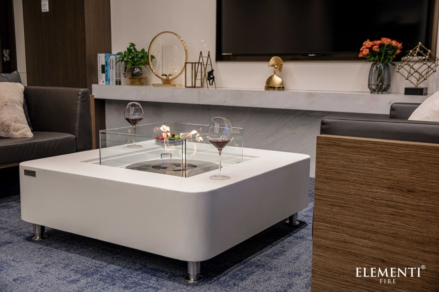 Elementi Perth 40" Square Space Gray Concrete Ethanol Fire Table