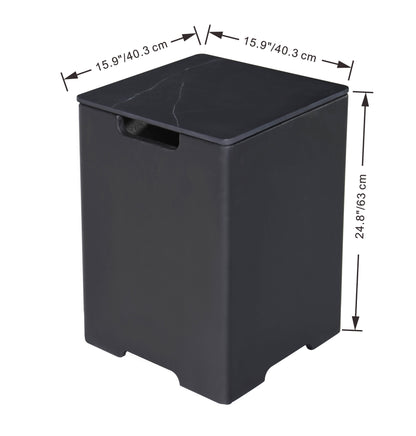 Elementi Plus 16" x 25" Square Bulgaria Black Concrete Tank Cover (ONB02-102BB)