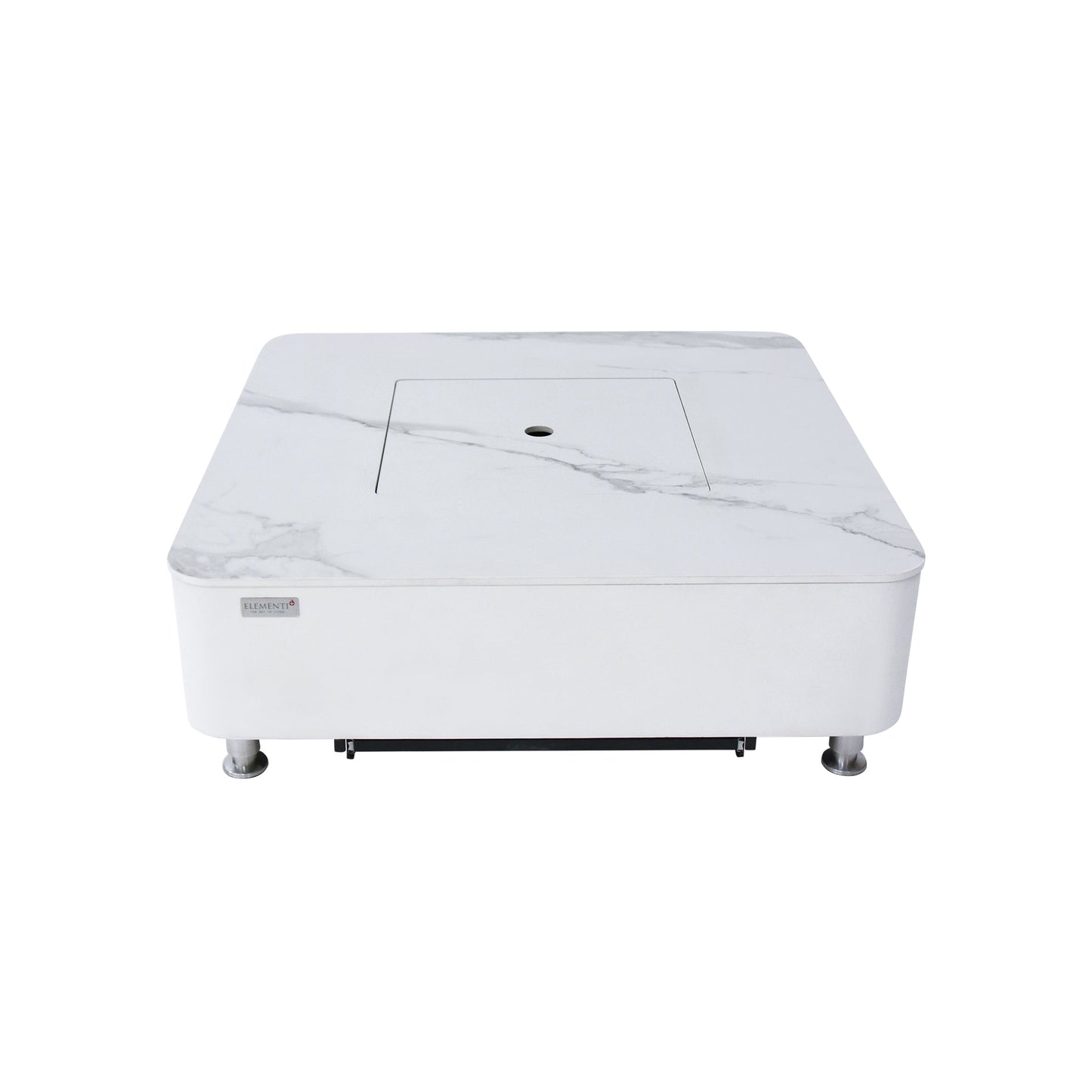Elementi Plus Annecy 42" Bianco White Marble Porcelain Liquid Propane Fire Table