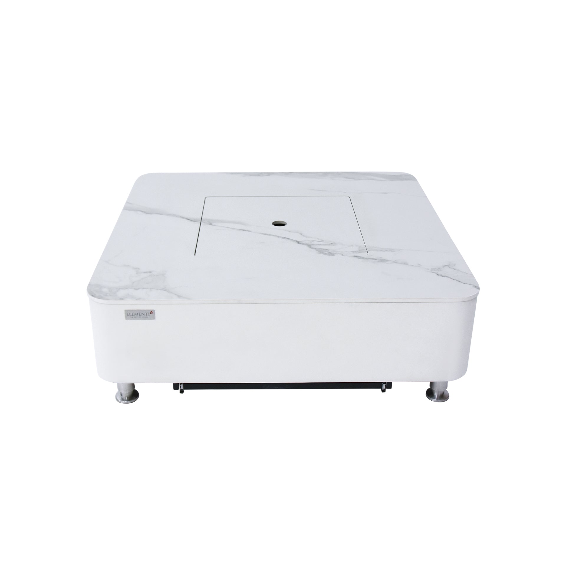 Elementi Plus Annecy 42" Bianco White Marble Porcelain Liquid Propane Fire Table