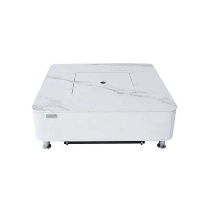 Elementi Plus Annecy 42" Bianco White Marble Porcelain Liquid Propane Fire Table