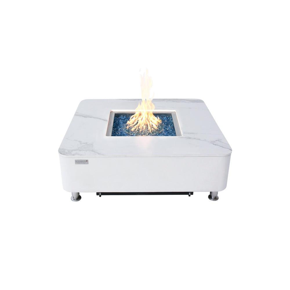 Elementi Plus Annecy 42" Bianco White Marble Porcelain Natural Gas Fire Table