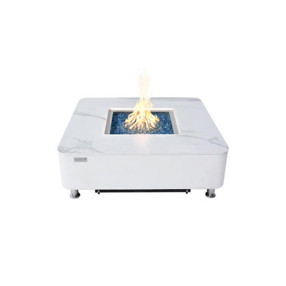 Elementi Plus Annecy 42" Bianco White Marble Porcelain Natural Gas Fire Table