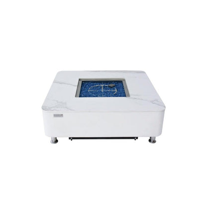 Elementi Plus Annecy 42" Bianco White Marble Porcelain Natural Gas Fire Table