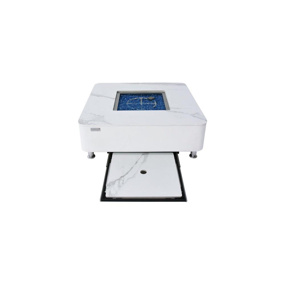 Elementi Plus Annecy 42" Bianco White Marble Porcelain Natural Gas Fire Table