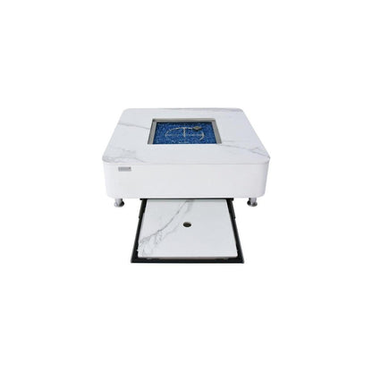 Elementi Plus Annecy 42" Bianco White Marble Porcelain Natural Gas Fire Table