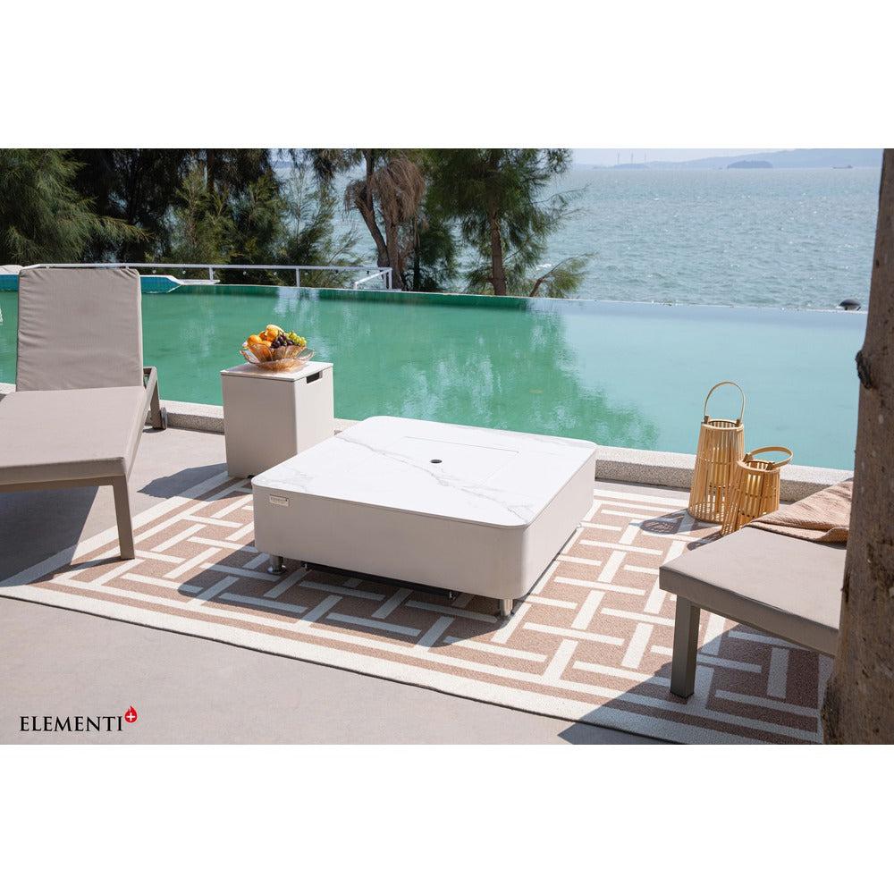 Elementi Plus Annecy 42" Bianco White Marble Porcelain Natural Gas Fire Table