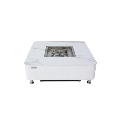 Elementi Plus Annecy 42" Bianco White Marble Porcelain Natural Gas Fire Table
