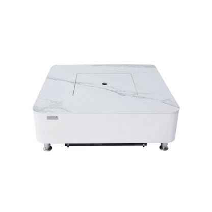 Elementi Plus Annecy 42" Bianco White Natural Gas Marble Porcelain Fire Table