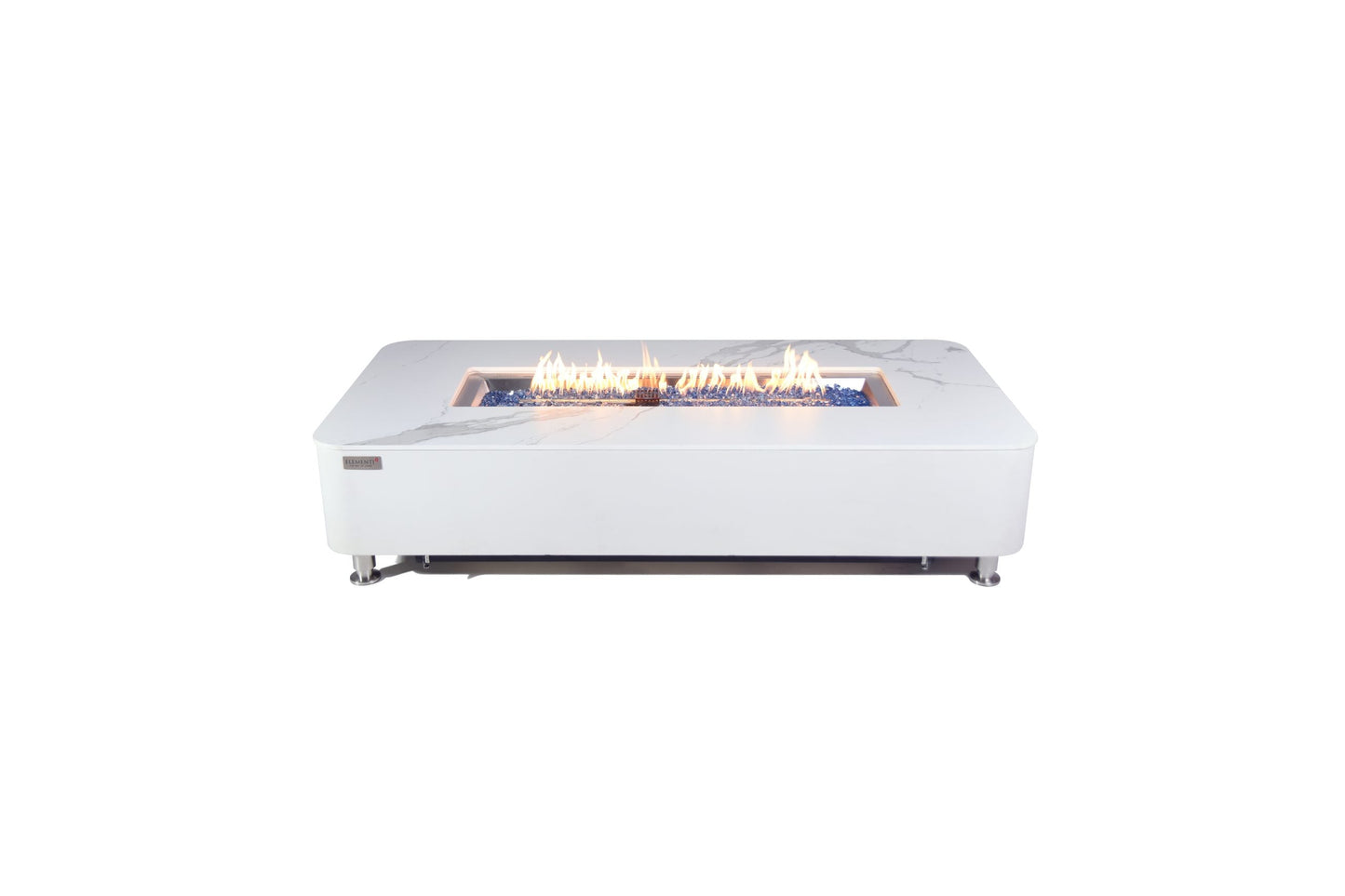 Elementi Plus Athens 30" Bianco White Concrete Liquid Propane Marble Porcelain Fire Table