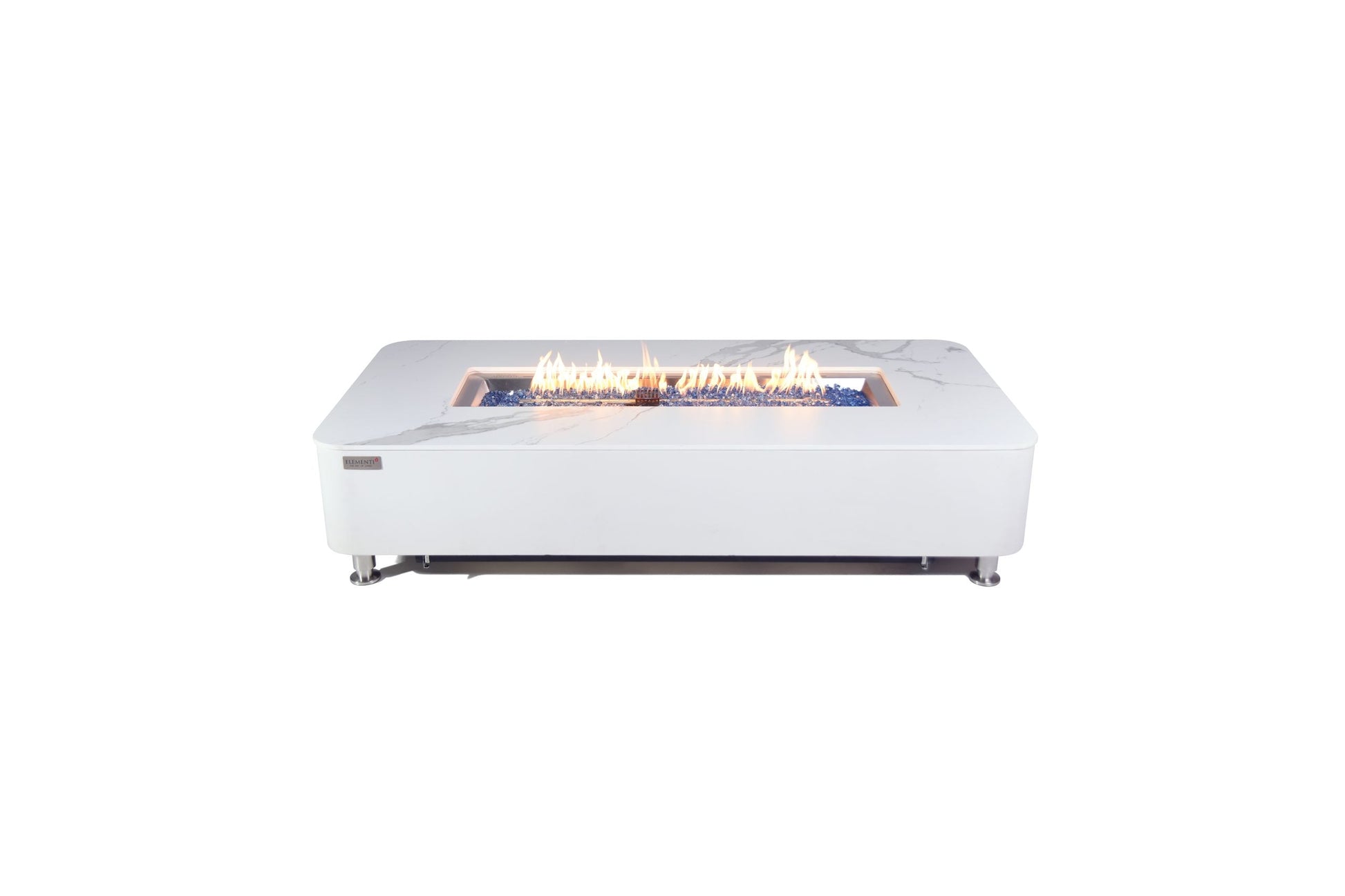 Elementi Plus Athens 30" Bianco White Concrete Liquid Propane Marble Porcelain Fire Table