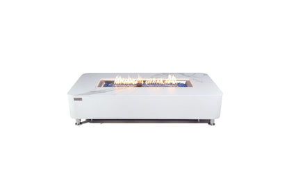 Elementi Plus Athens 30" Bianco White Concrete Liquid Propane Marble Porcelain Fire Table