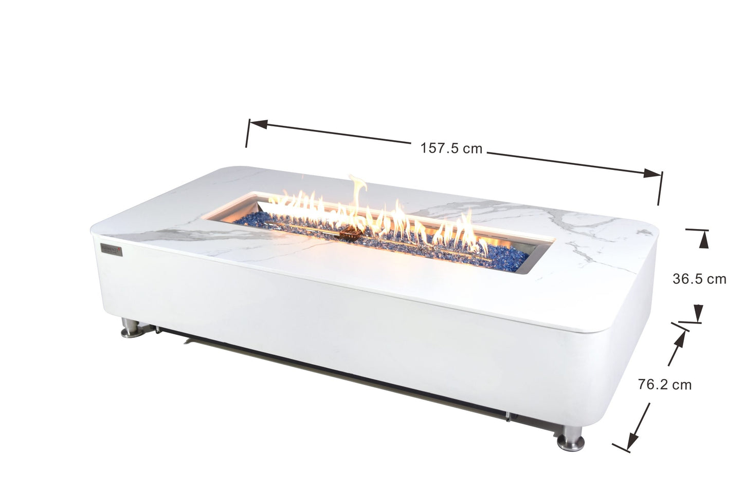 Elementi Plus Athens 30" Bianco White Concrete Liquid Propane Marble Porcelain Fire Table