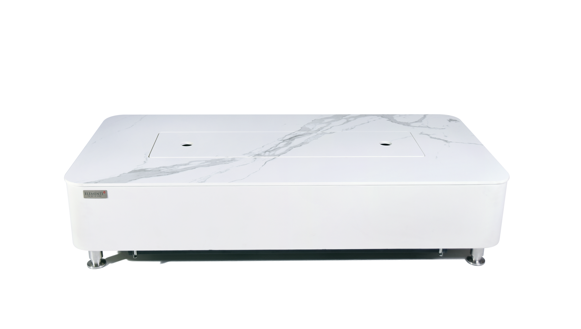 Elementi Plus Athens 30" Bianco White Concrete Liquid Propane Marble Porcelain Fire Table