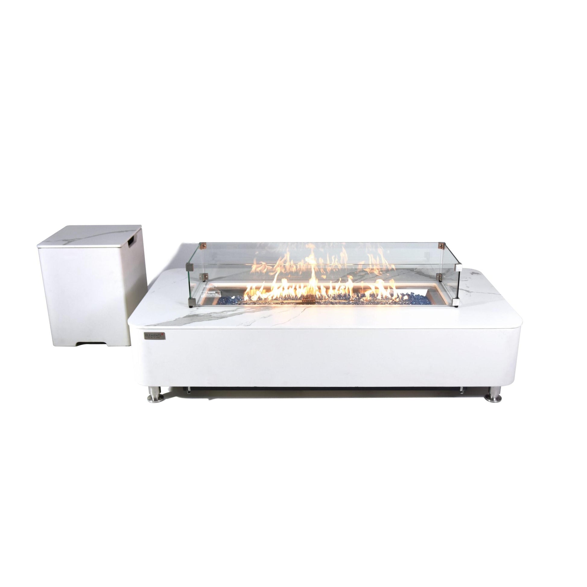 Elementi Plus Athens 30" Bianco White Concrete Natural Gas Marble Porcelain Fire Table