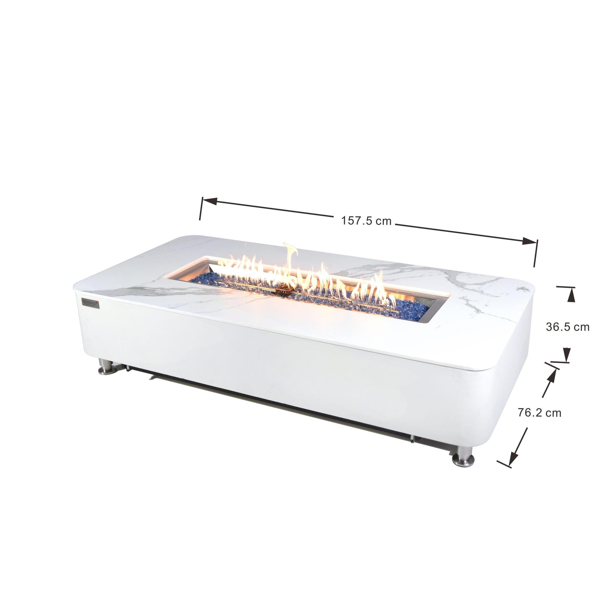 Elementi Plus Athens 30" Bianco White Concrete Natural Gas Marble Porcelain Fire Table